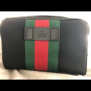 Authentic Gucci Web Stripe Black Canvas Crossbody Belt Bag NWT*